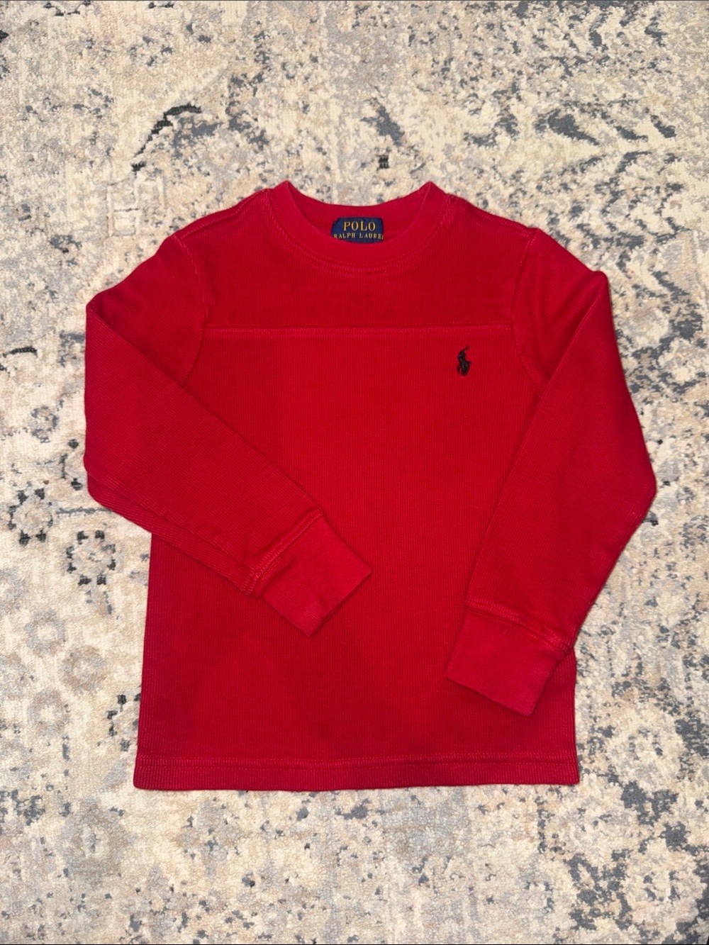Polo by Ralph Lauren Red Long-Sleeve Crewneck Tee with Navy Pony